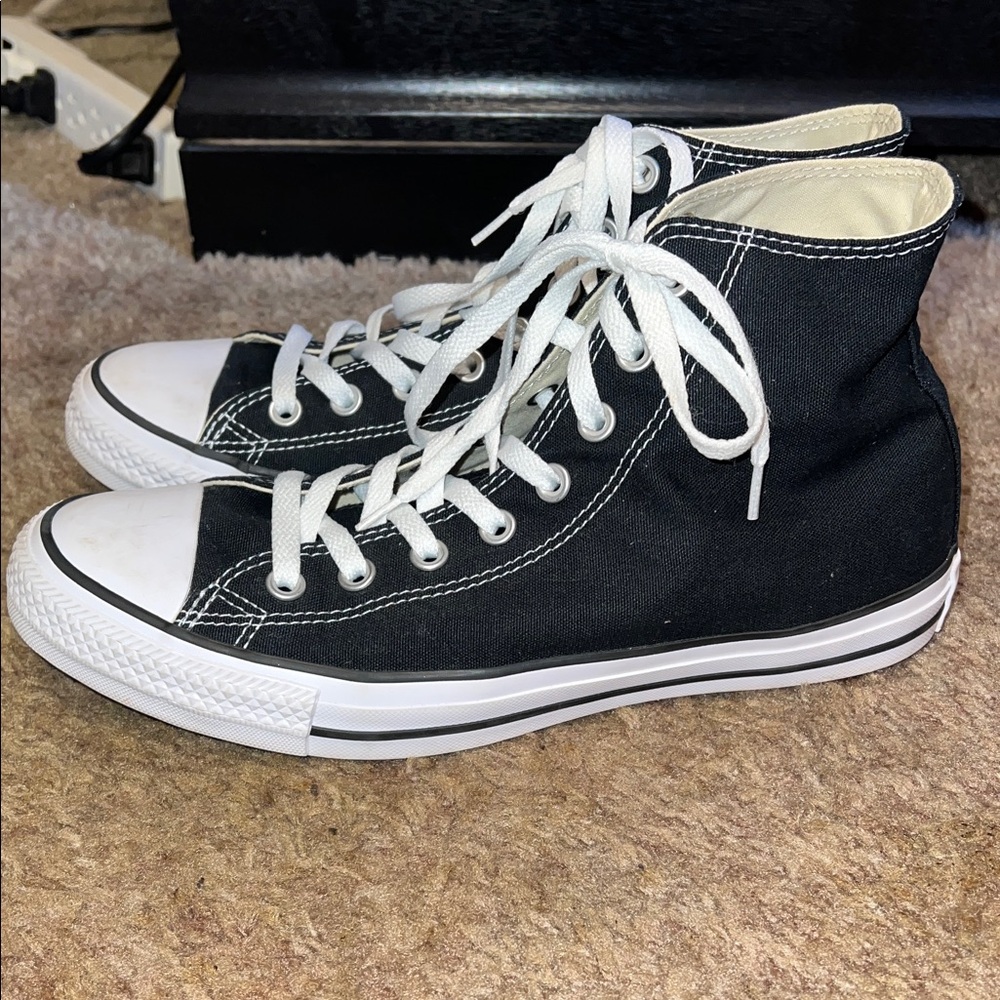 Converse Black and White High Top Sneakers - Picture 5 of 8